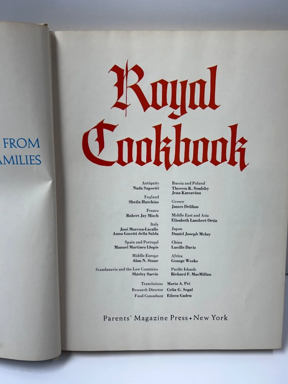 Parents Magazine Press royal cookbook